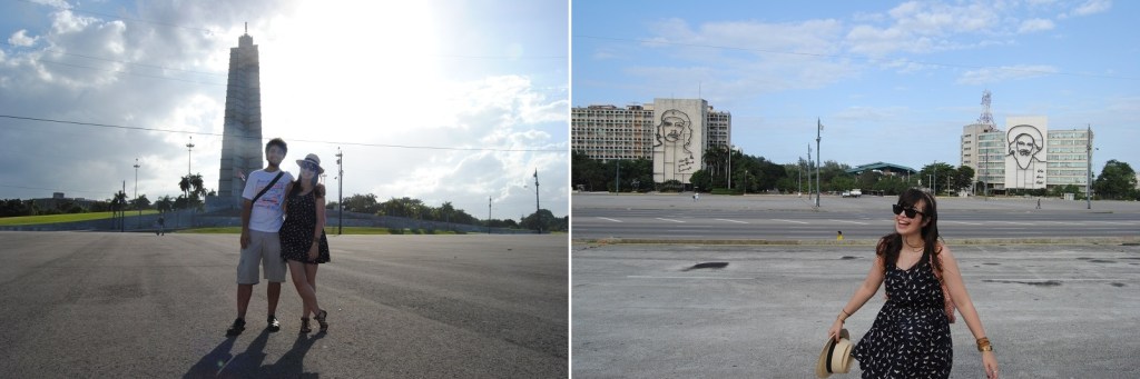à direita: Memorial José Martí; à esquerda: Che & Camilo